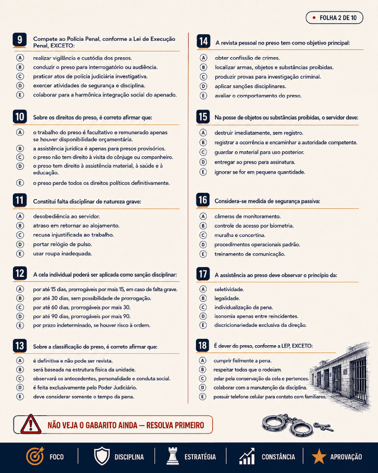 Amostra visual do material de preparação para o PPMA 2026 — Inspetor de Polícia Penal